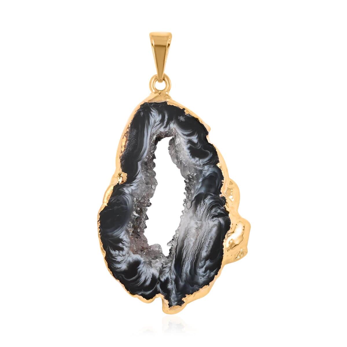 Geode Amethyst Pendant in Goldtone 25.00 ctw image number 0