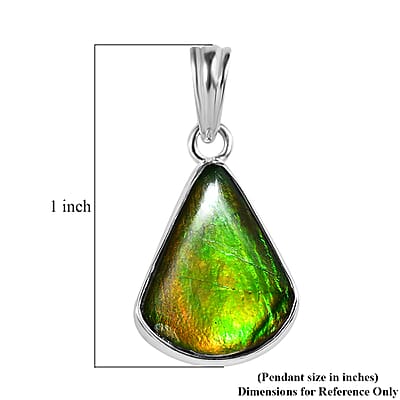 Artisan Crafted Canadian Ammolite Solitaire Pendant in Sterling Silver