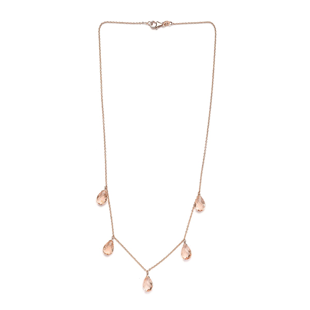 Morganique Quartz (Triplet) Station Necklace 20 Inches in 14K Rose Gold Over Sterling Silver 19.50 ctw image number 3