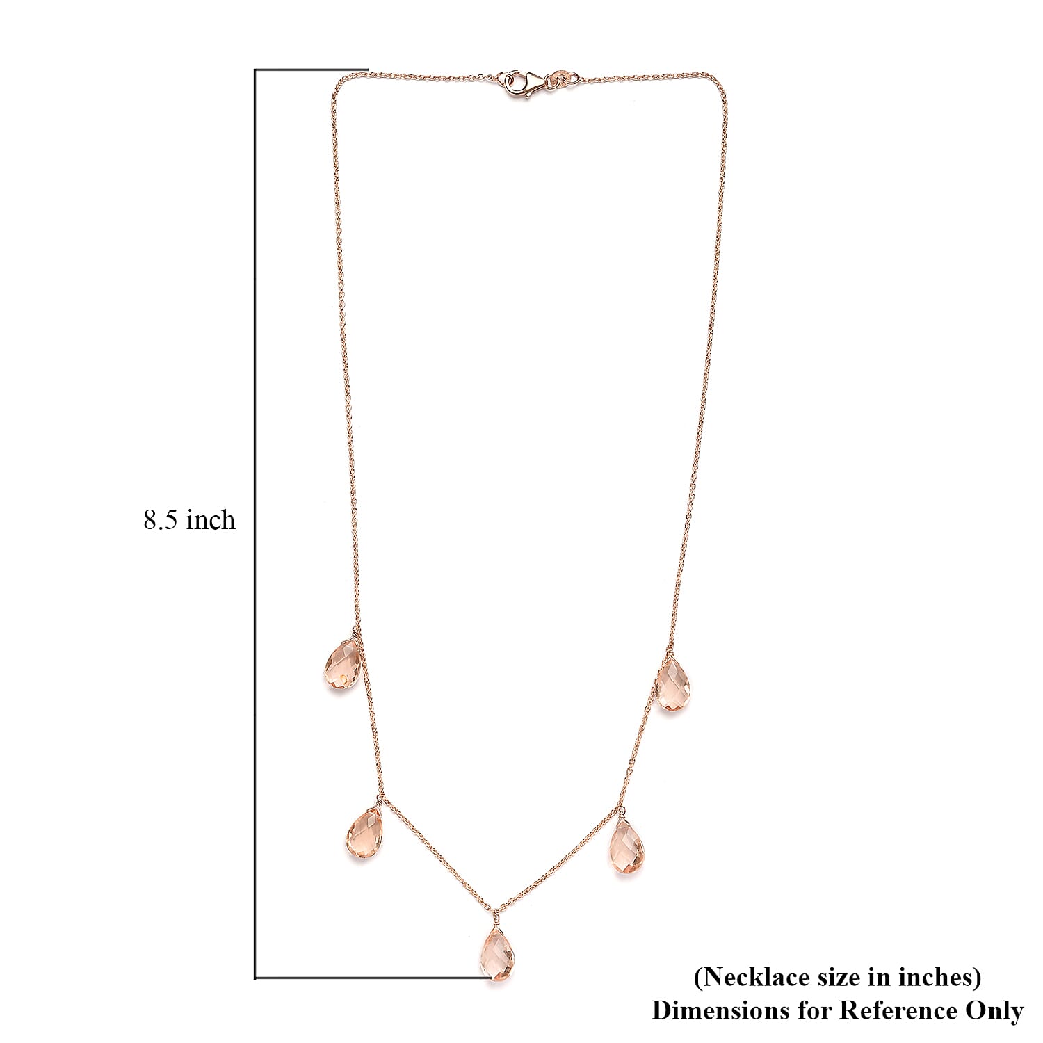 Morganique Quartz (Triplet) Station Necklace 20 Inches in 14K Rose Gold Over Sterling Silver 19.50 ctw