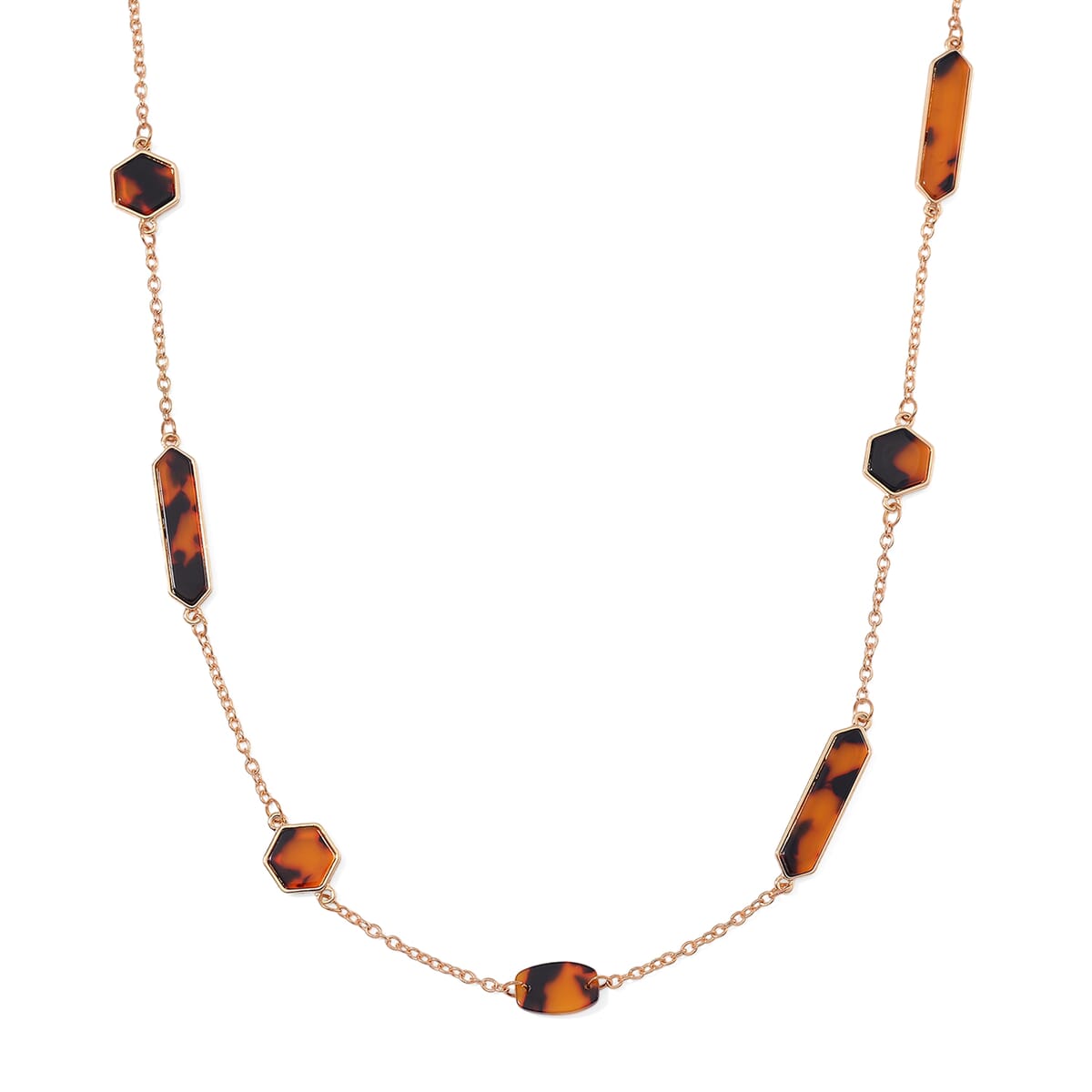 Resin Station Necklace in Goldtone 28-30 Inches image number 0