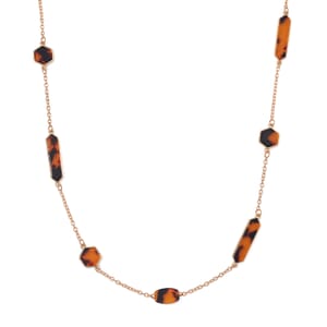 Resin Station Necklace in Goldtone 28-30 Inches