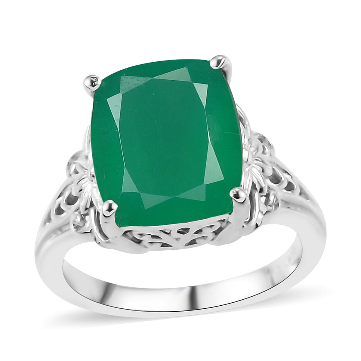 Karis Verde Onyx Solitaire Ring in Platinum Bond (Size 10.0) 4.50 ctw