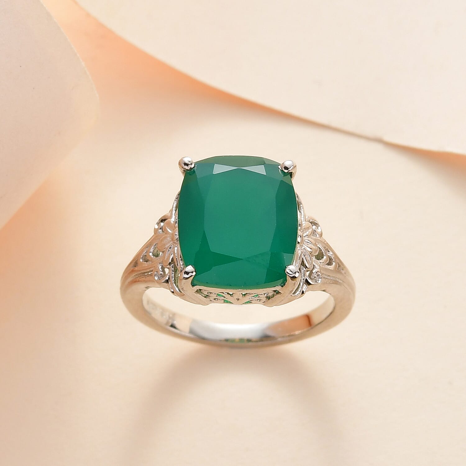 Karis Verde Onyx Solitaire Ring in Platinum Bond (Size 10.0) 4.50 ctw