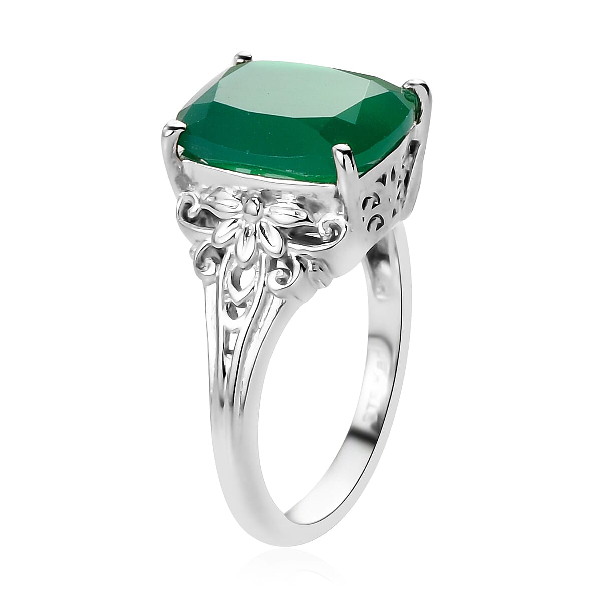 Karis Verde Onyx Solitaire Ring in Platinum Bond (Size 10.0) 4.50 ctw