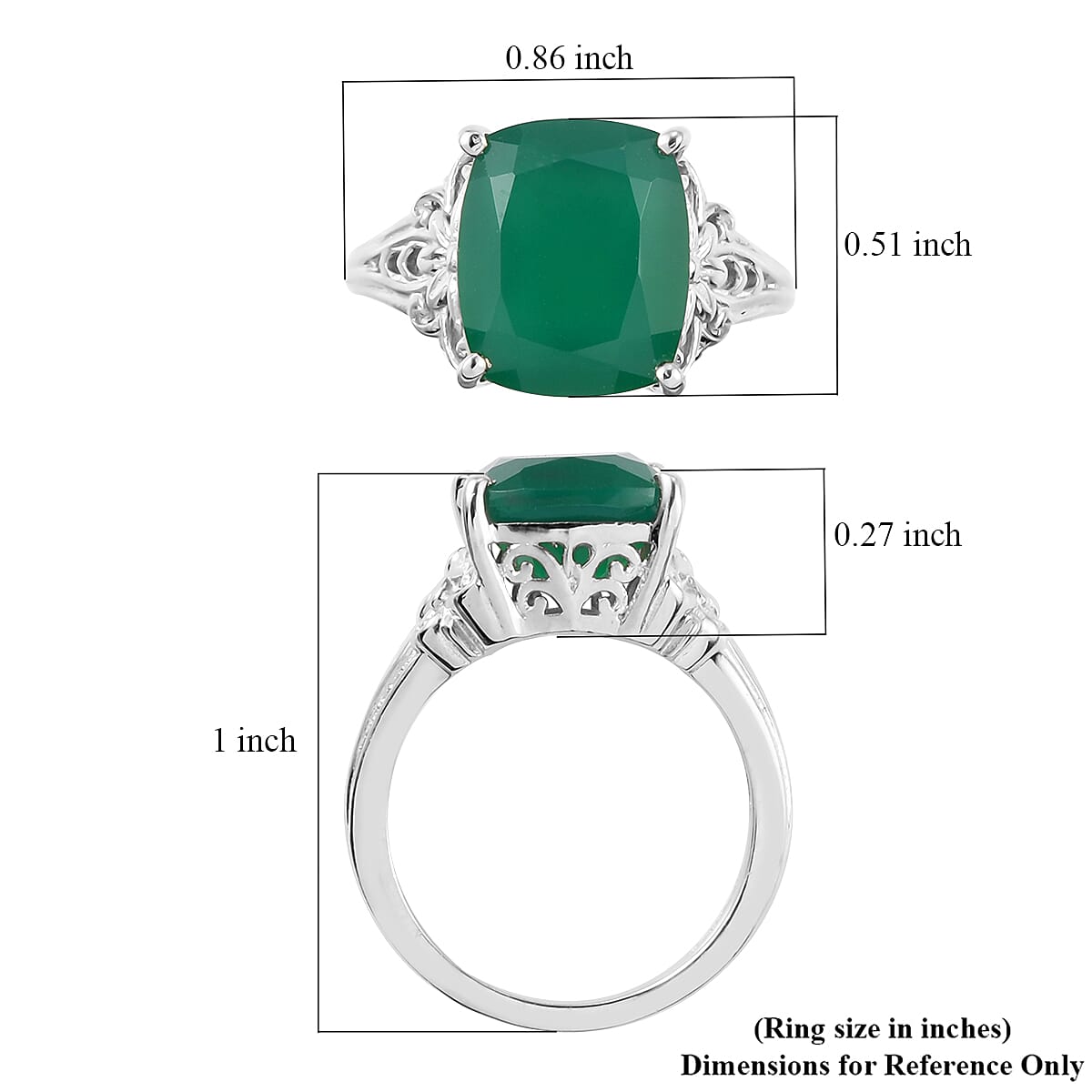 Karis Verde Onyx Solitaire Ring in Platinum Bond (Size 10.0) 4.50 ctw