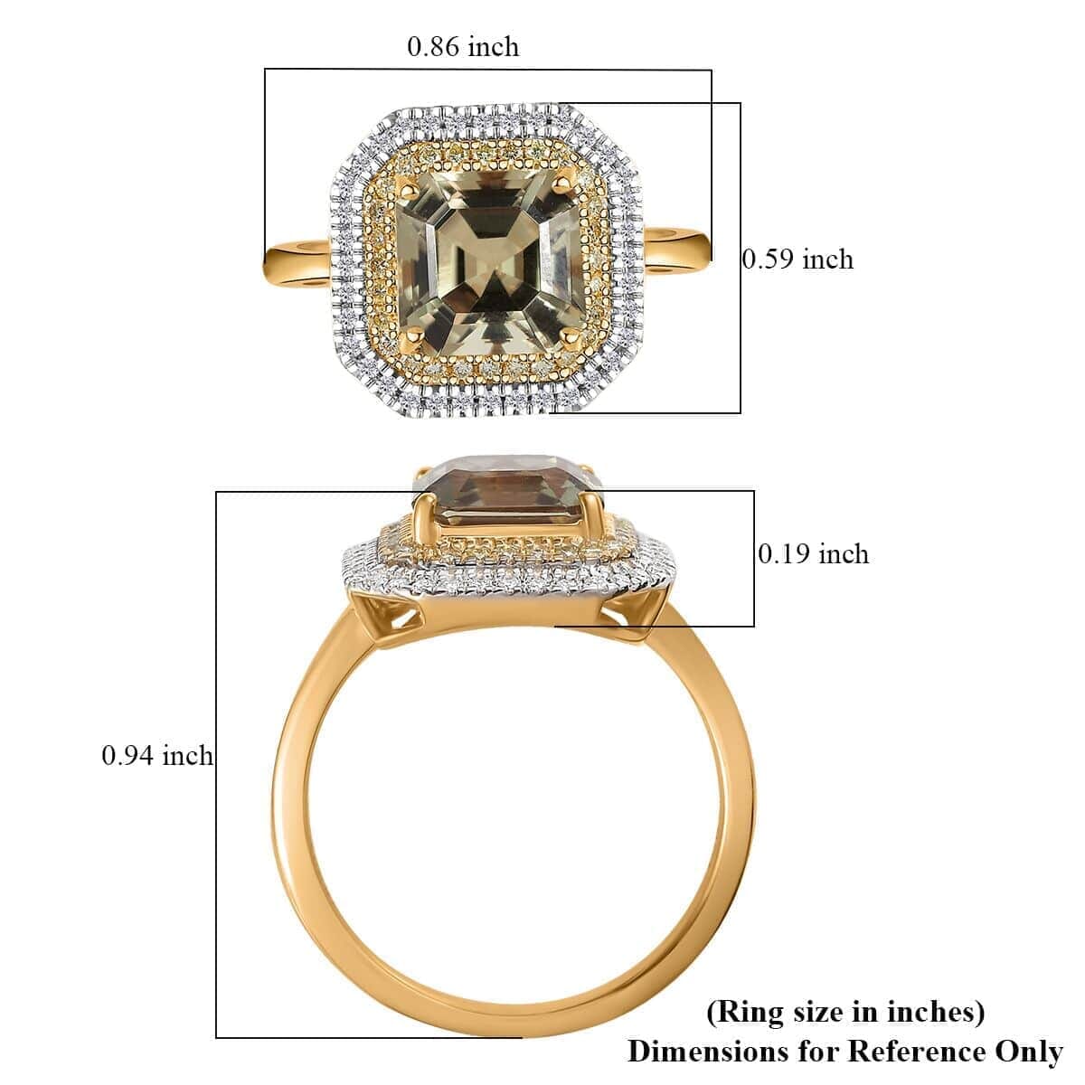 Iliana 18K Yellow Gold AAA Turkizite, SI Natural Yellow and White Diamond Double Halo Ring (Size 7.0) 4 Grams 3.60 ctw (Del. in 7-10 Days) image number 5