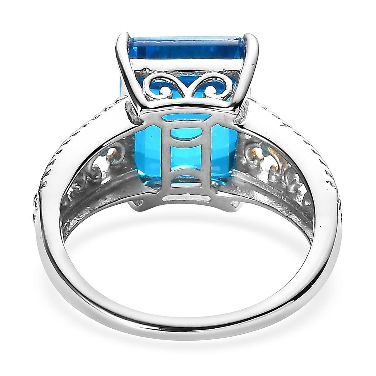 Karis Caribbean Quartz (Triplet) Solitaire Ring in 18K YG Plated and Platinum Bond (Size 10.0) 7.35 ctw