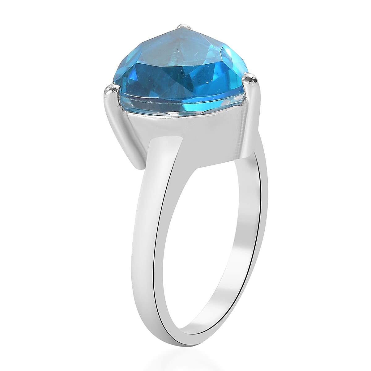 Caribbean Quartz (Triplet) Solitaire Ring in Stainless Steel 5.85 ctw image number 3