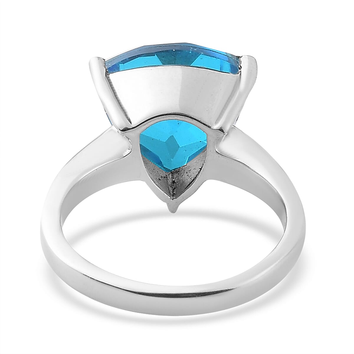 Caribbean Quartz (Triplet) Solitaire Ring in Stainless Steel 5.85 ctw image number 4