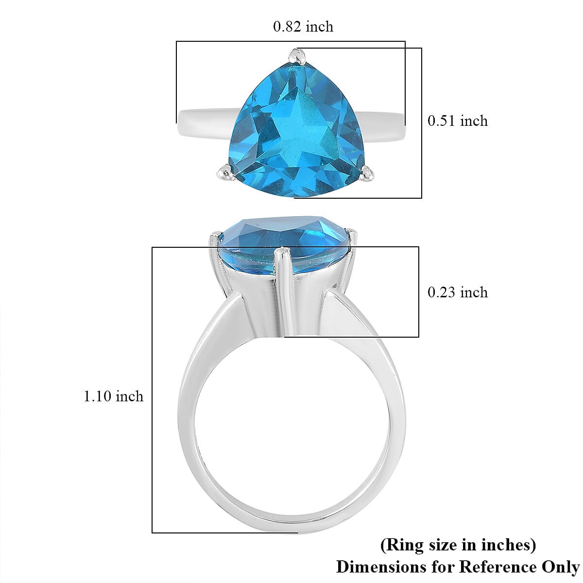 Caribbean Quartz (Triplet) Solitaire Ring in Stainless Steel 5.85 ctw image number 5