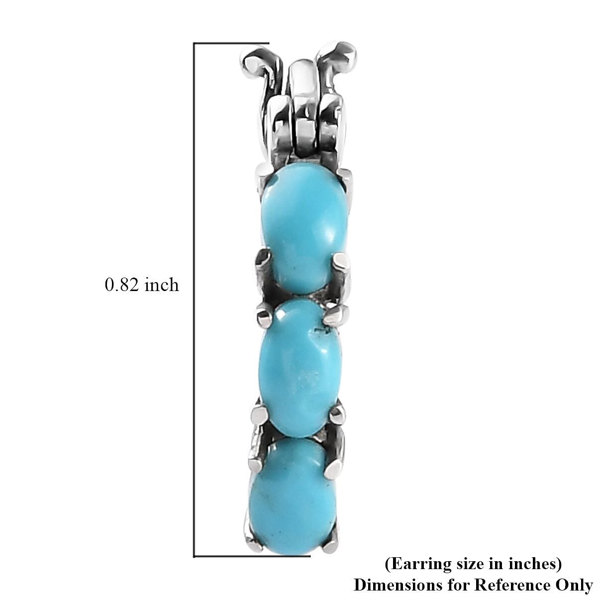 Premium Sleeping Beauty Turquoise Hoop Earrings in Stainless Steel 1.40 ctw | Tarnish-Free, Waterproof, Sweat Proof Jewelry