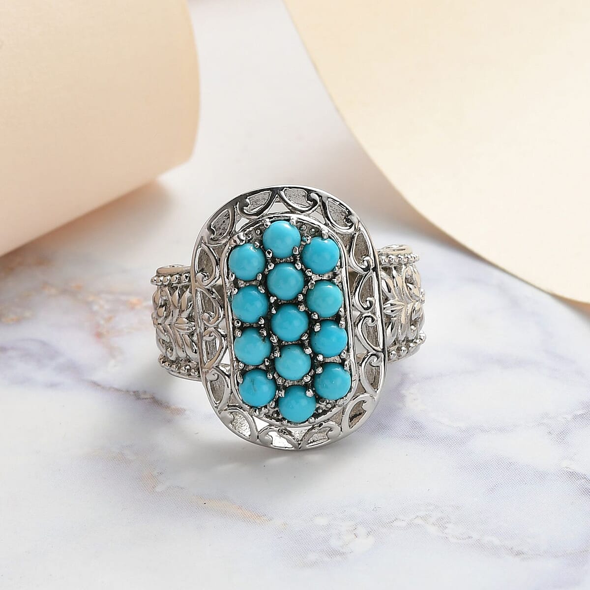 Premium Sleeping Beauty Turquoise Ring in Stainless Steel (Size 10.0) 1.65 ctw image number 1