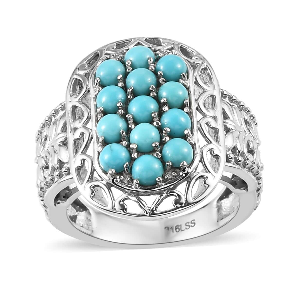 Signed SS & Turquoise 2024 Cluster Ring