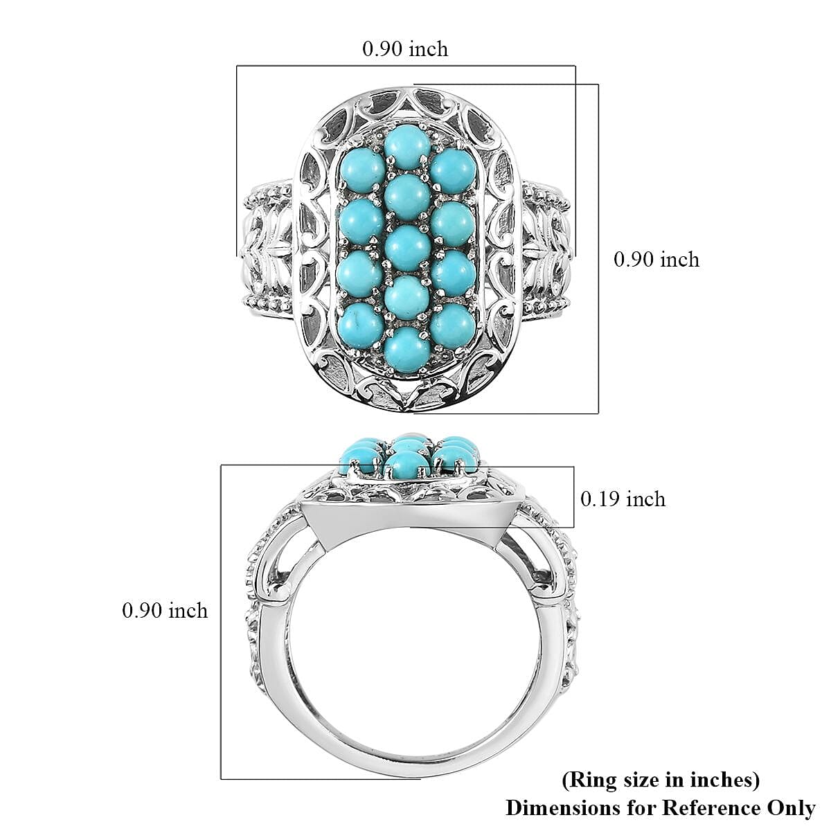 Premium Sleeping Beauty Turquoise Ring in Stainless Steel (Size 8.0) 1.65 ctw | Tarnish-Free, Waterproof, Sweat Proof Jewelry image number 5