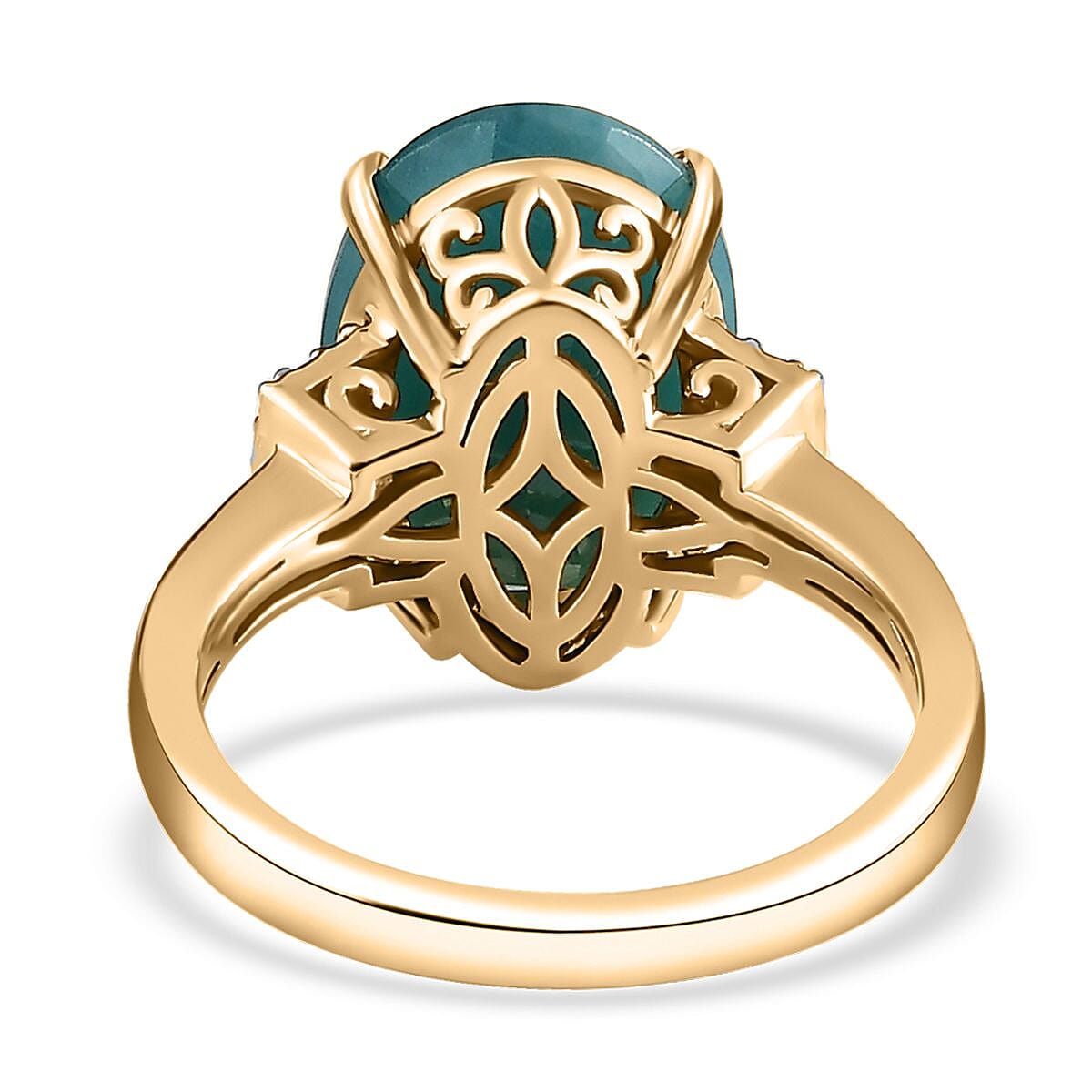 Luxoro 10K Yellow Gold Premium Grandidierite and Diamond Ring (Size 10.0) 6.50 ctw