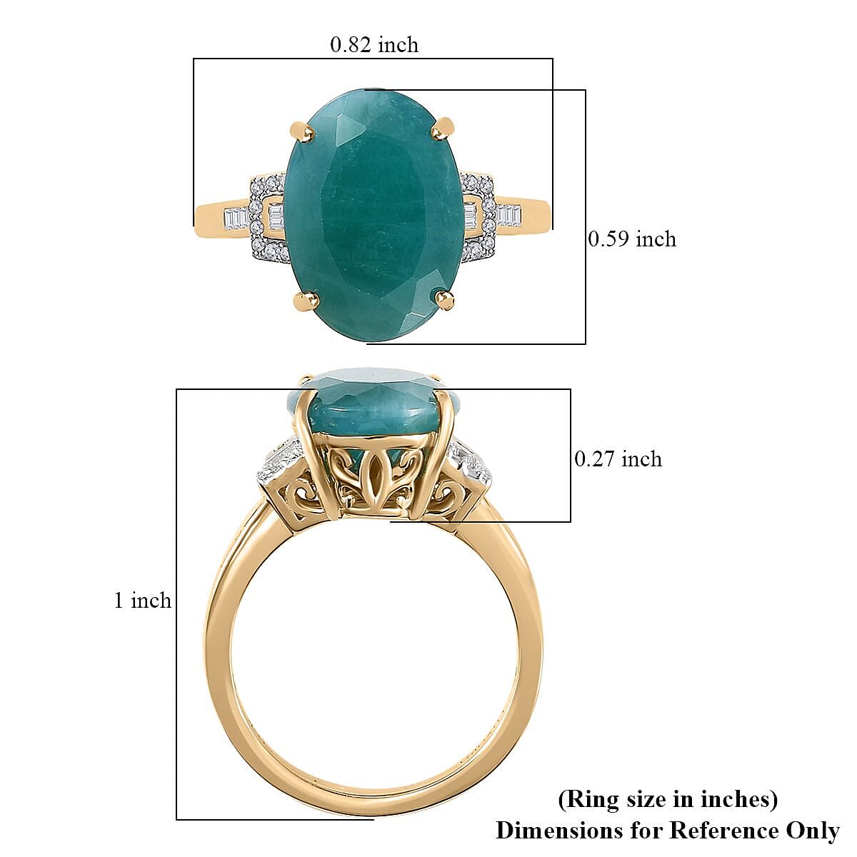 Luxoro 10K Yellow Gold Premium Grandidierite and Diamond Ring (Size 10.0) 6.50 ctw