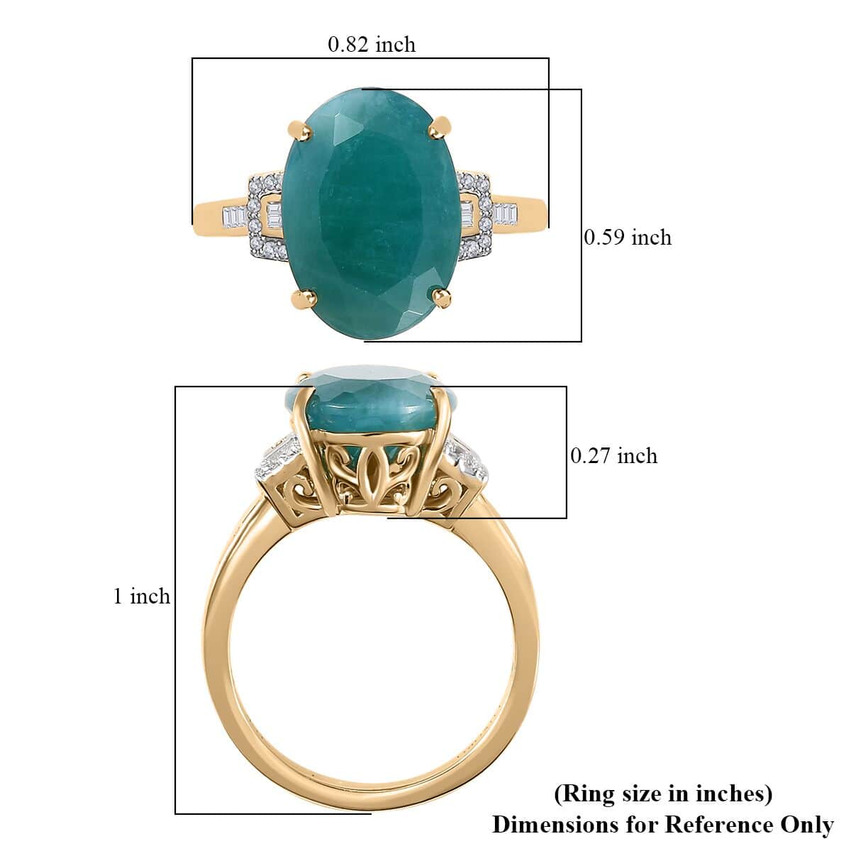Luxoro 10K Yellow Gold Premium Grandidierite and Diamond Ring (Size 10.0) 6.50 ctw image number 5