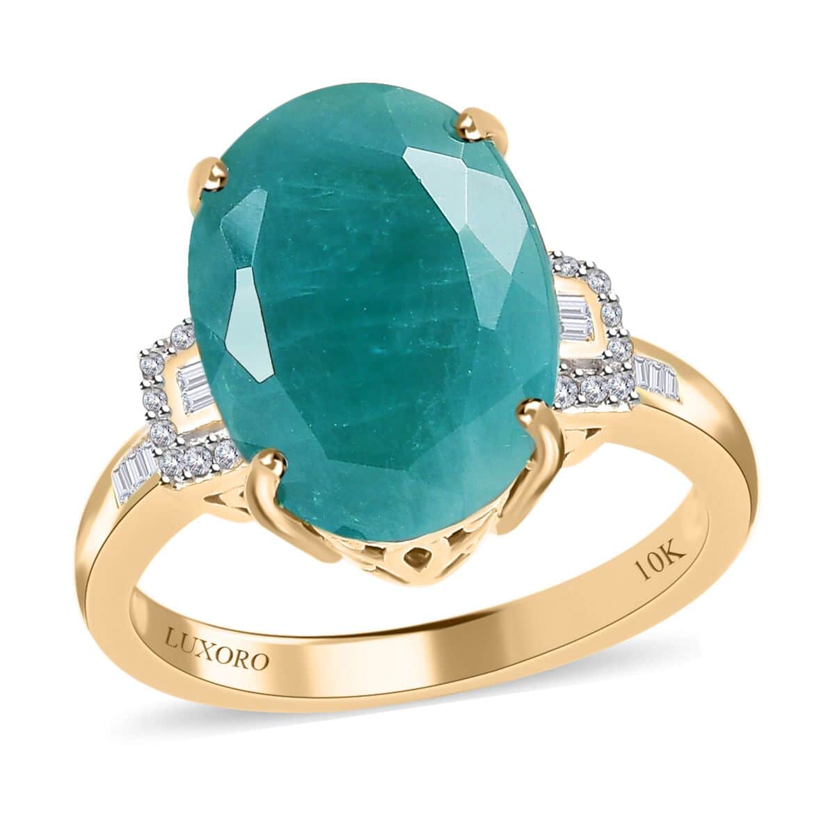 Luxoro 10K Yellow Gold Premium Grandidierite and Diamond Ring (Size 6.0) 6.50 ctw image number 0