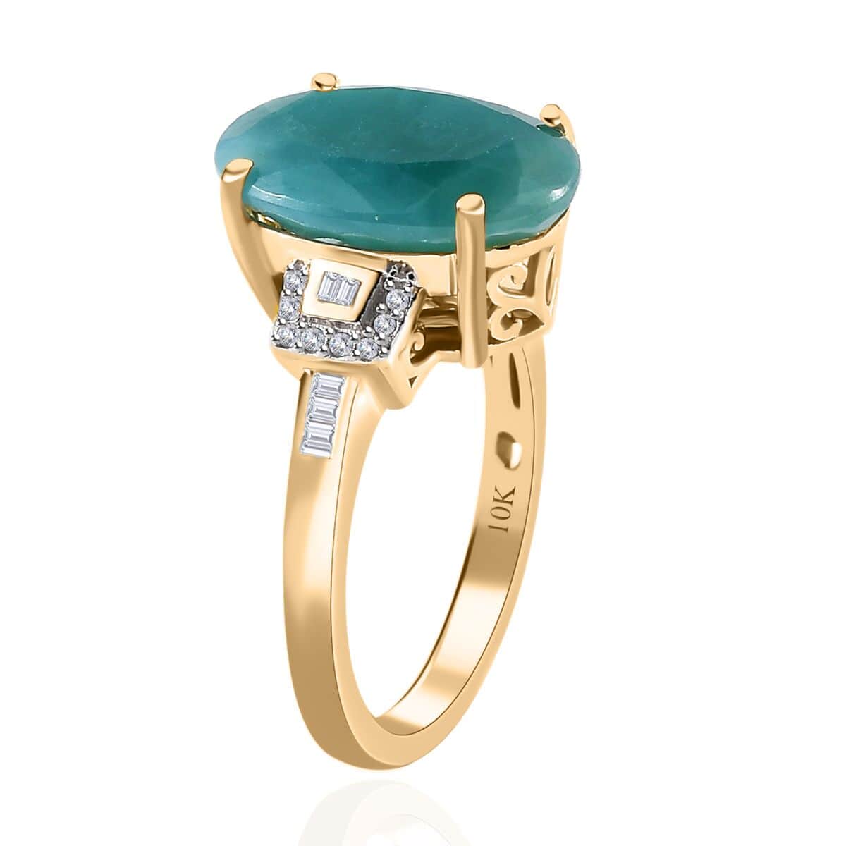 Luxoro 10K Yellow Gold Premium Grandidierite and Diamond Ring (Size 6.0) 6.50 ctw image number 3