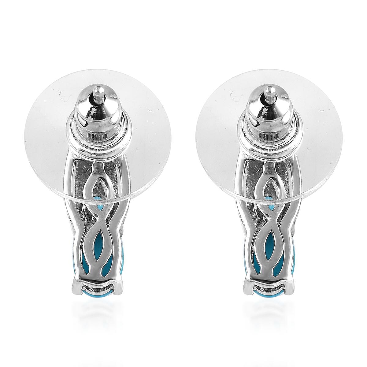 Premium Sleeping Beauty Turquoise and Malgache Neon Apatite Earrings in Platinum Over Sterling Silver 1.00 ctw image number 3