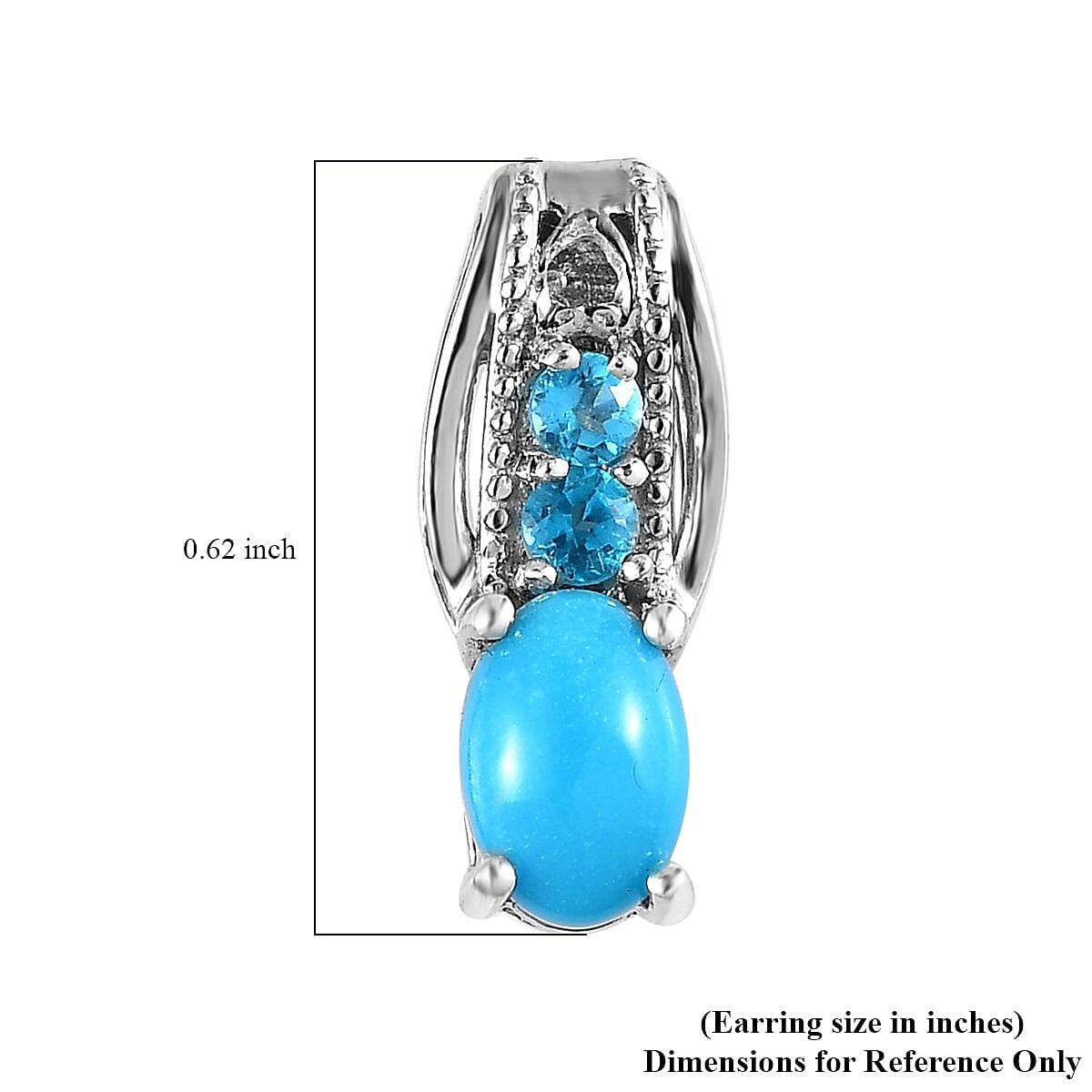 Premium Sleeping Beauty Turquoise and Malgache Neon Apatite Earrings in Platinum Over Sterling Silver 1.00 ctw image number 4