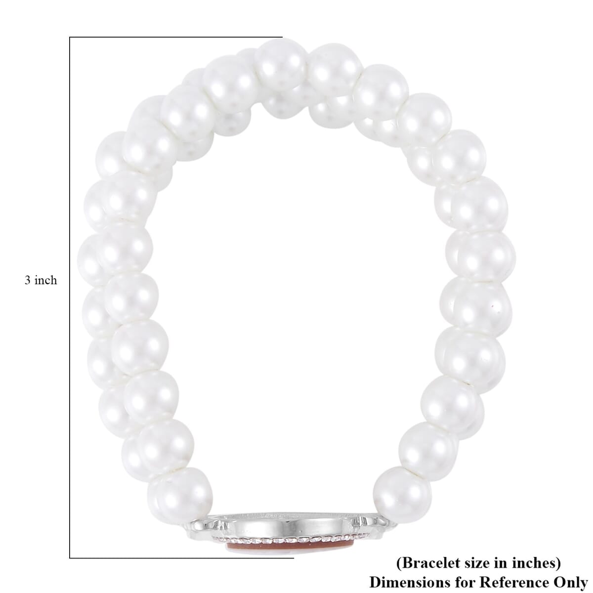 Cameo and White Pearl Glass Bracelet in Silvertone (6.5-7.5In) 5.00 ctw image number 3
