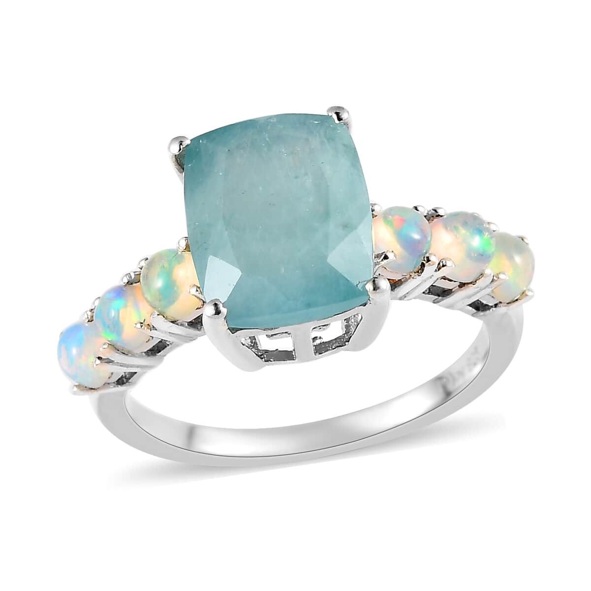 Buy Grandidierite and Ethiopian Welo Opal Ring in Platinum Over