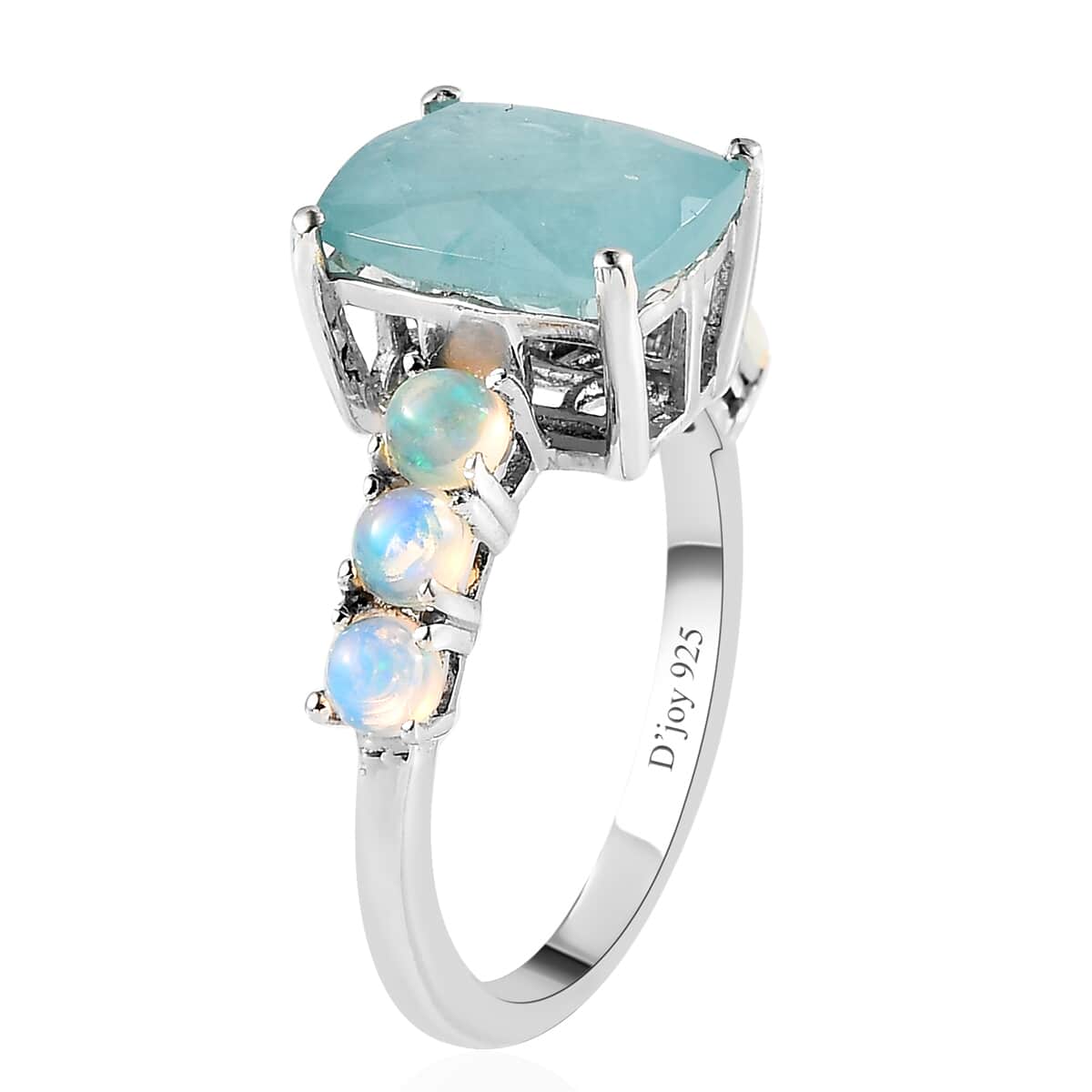 Grandidierite and Ethiopian Welo Opal Ring in Platinum Over Sterling Silver  (Size 7.0) 3.85 ctw