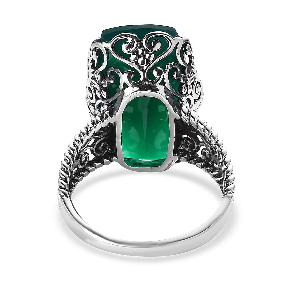 Artisan Crafted Verde Onyx Dragonfly Ring in Sterling Silver (Size 10.0) 11.35 ctw