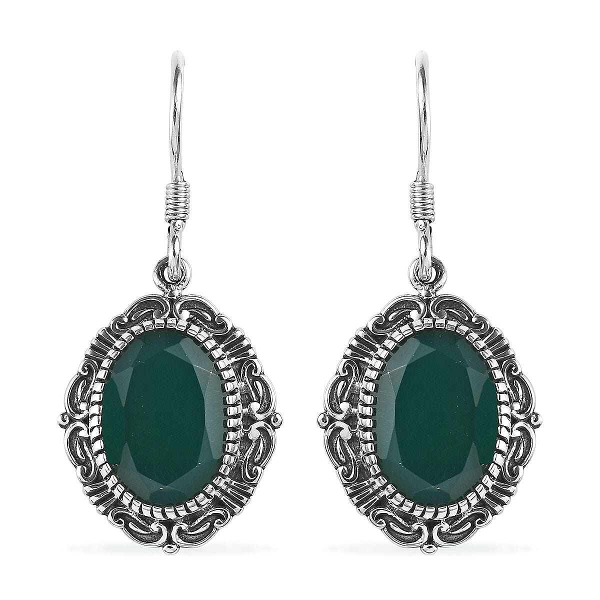 Artisan Crafted Verde Onyx Dangle Earrings in Sterling Silver 9.75 ctw image number 0