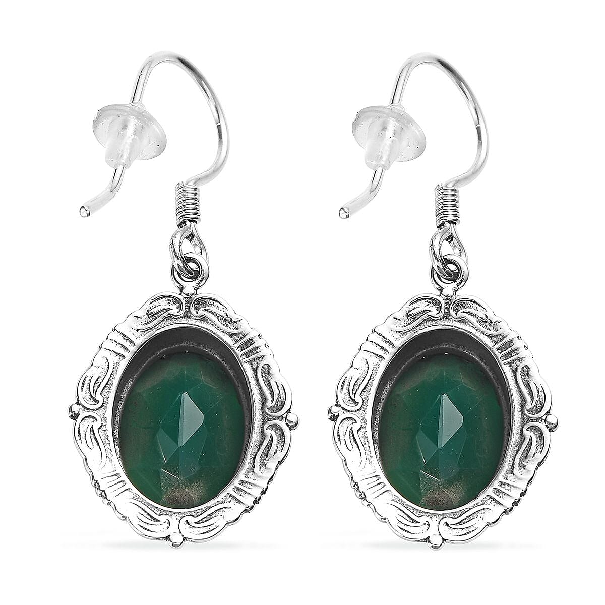 Artisan Crafted Verde Onyx Dangle Earrings in Sterling Silver 9.75 ctw image number 3