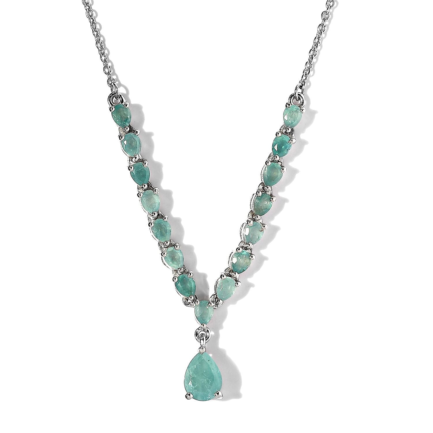 Grandidierite Drop Necklace 18 Inches in Platinum Over Sterling Silver 3.50 ctw
