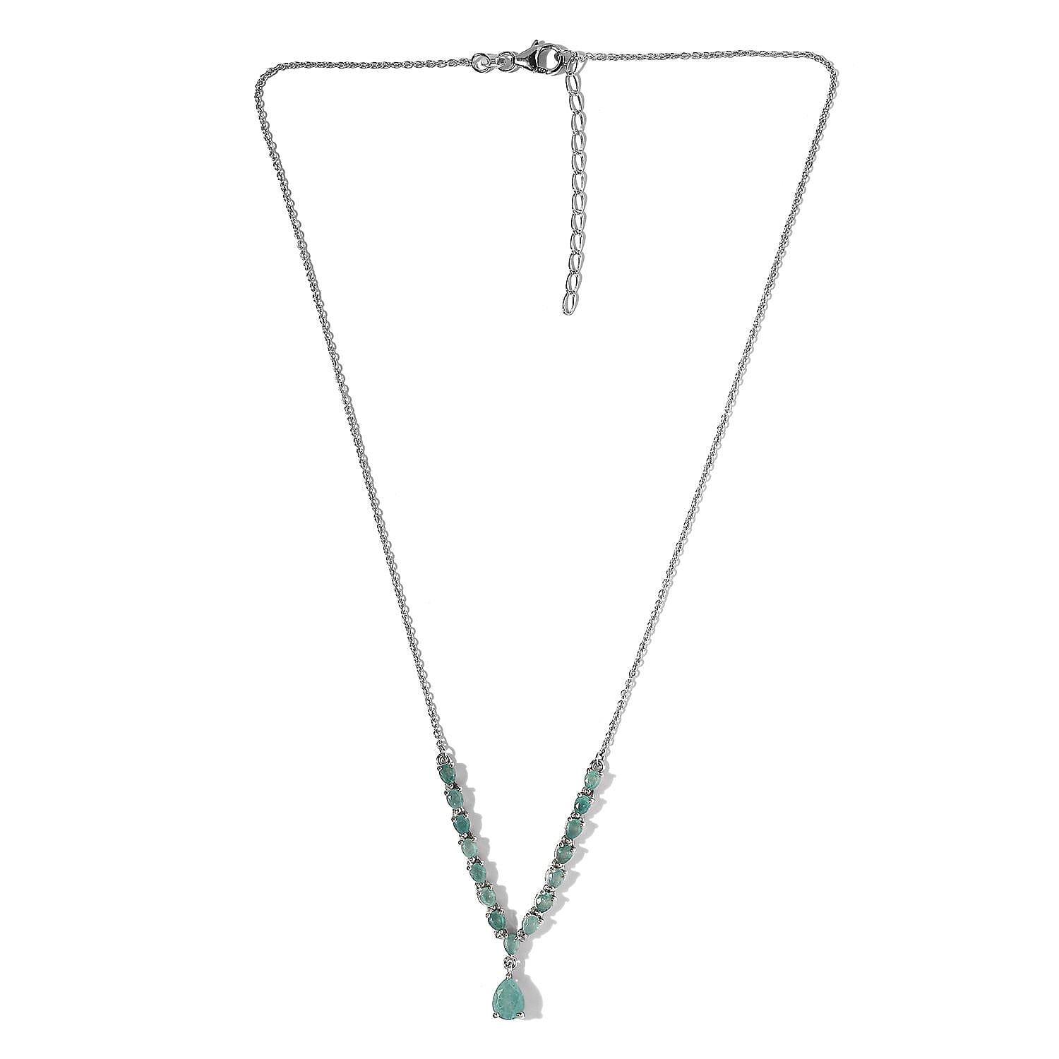 Grandidierite Drop Necklace 18 Inches in Platinum Over Sterling Silver 3.50 ctw