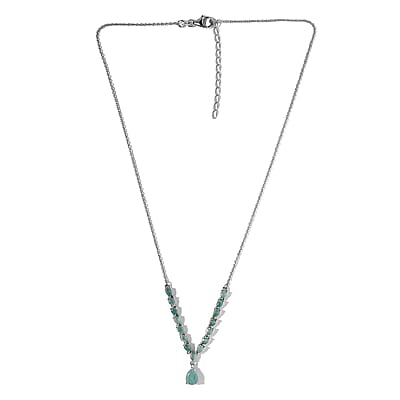 Grandidierite Drop Necklace 18 Inches in Platinum Over Sterling Silver 3.50 ctw