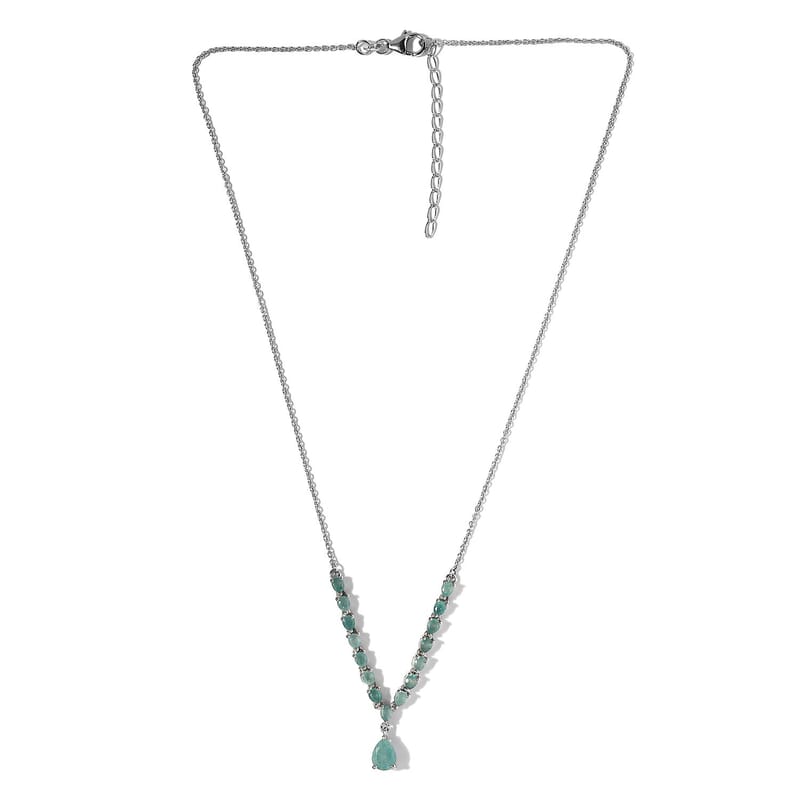 Grandidierite Drop Necklace 18 Inches in Platinum Over Sterling Silver 3.50 ctw