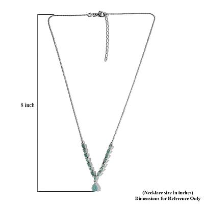 Grandidierite Drop Necklace 18 Inches in Platinum Over Sterling Silver 3.50 ctw