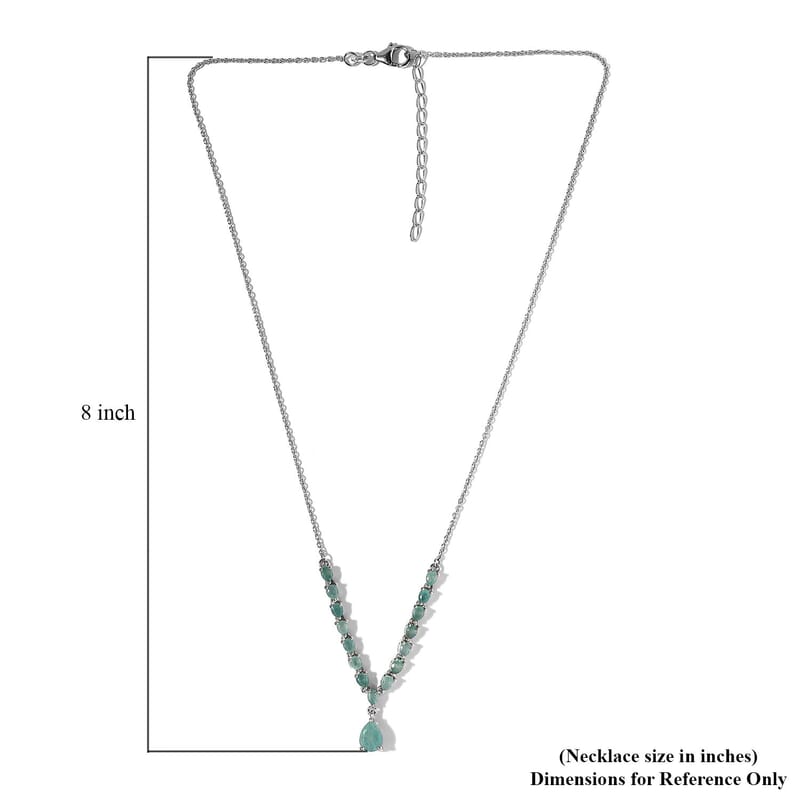Grandidierite Drop Necklace 18 Inches in Platinum Over Sterling Silver 3.50 ctw