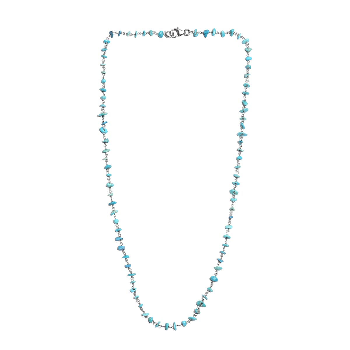 Sleeping Beauty Turquoise Beaded Necklace 20 Inches in Sterling Silver 19.25 ctw image number 3