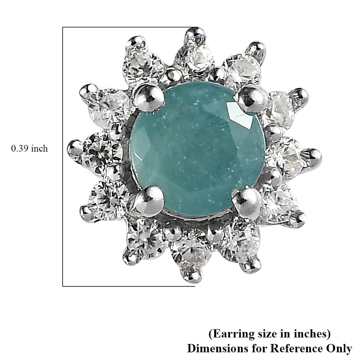 Grandidierite and White Zircon Sunburst Stud Earrings in Platinum Over Sterling Silver 0.85 ctw