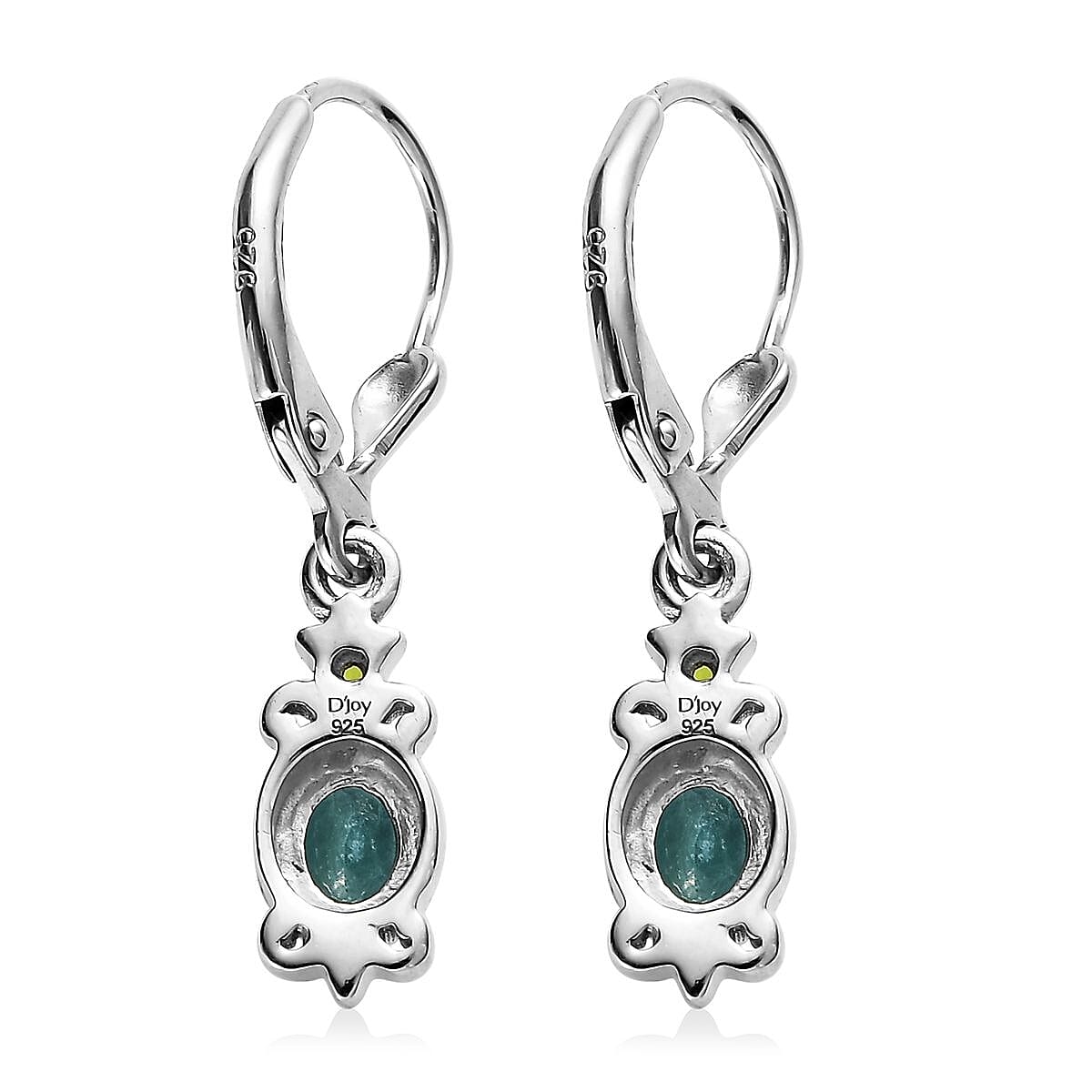 Grandidierite and Chrome Diopside Lever Back Earrings in Platinum Over Sterling Silver 0.70 ctw image number 3
