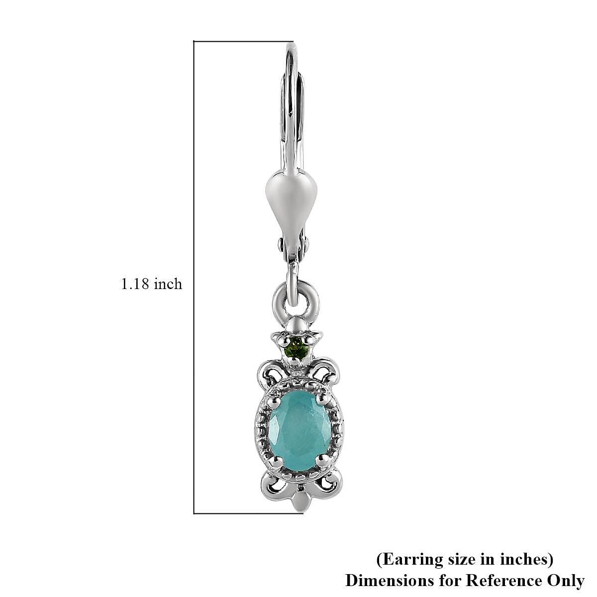 Grandidierite and Chrome Diopside Lever Back Earrings in Platinum Over Sterling Silver 0.70 ctw image number 4