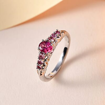 Premium Ouro Fino Rubellite and Morro Redondo Pink Tourmaline Ring in Vermeil RG and Platinum Over Sterling Silver (Size 10.0) 0.50 ctw