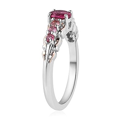 Premium Ouro Fino Rubellite and Morro Redondo Pink Tourmaline Ring in Vermeil RG and Platinum Over Sterling Silver (Size 10.0) 0.50 ctw