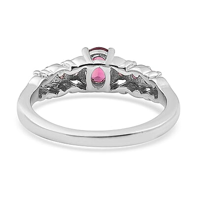Premium Ouro Fino Rubellite and Morro Redondo Pink Tourmaline Ring in Vermeil RG and Platinum Over Sterling Silver (Size 10.0) 0.50 ctw