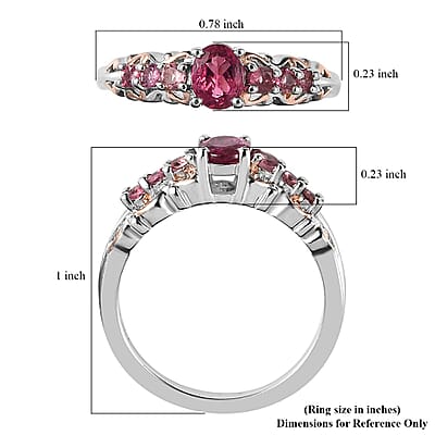 Premium Ouro Fino Rubellite and Morro Redondo Pink Tourmaline Ring in Vermeil RG and Platinum Over Sterling Silver (Size 10.0) 0.50 ctw
