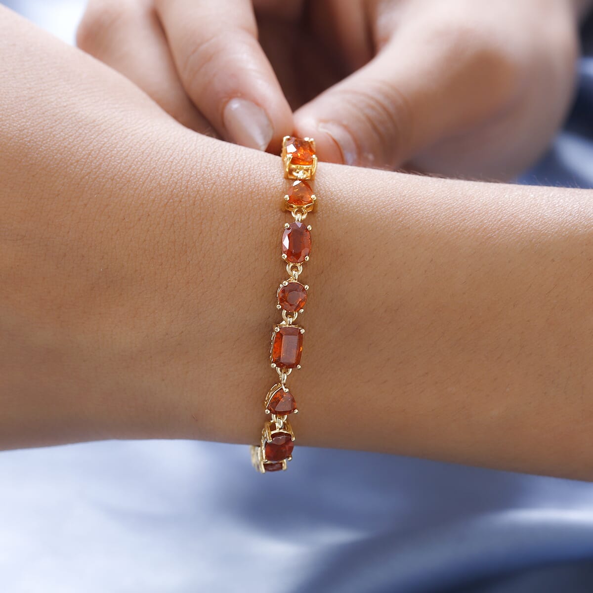 Premium Tangerine Kyanite Bracelet in Vermeil Yellow Gold Over Sterling Silver (6.50 In) 14.40 ctw image number 2