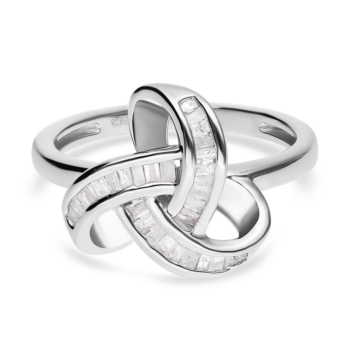 Diamond Knot Ring in Platinum Over Sterling Silver (Size 10.0) 0.25 ctw image number 0