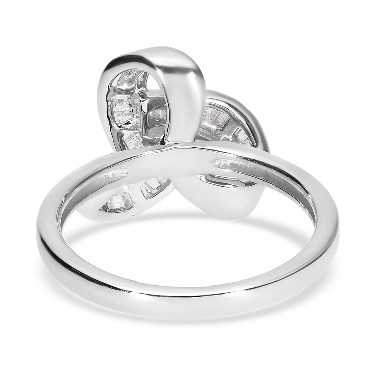 Diamond Knot Ring in Platinum Over Sterling Silver (Size 10.0) 0.25 ctw
