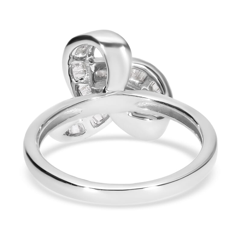 Diamond Knot Ring in Platinum Over Sterling Silver (Size 10.0) 0.25 ctw